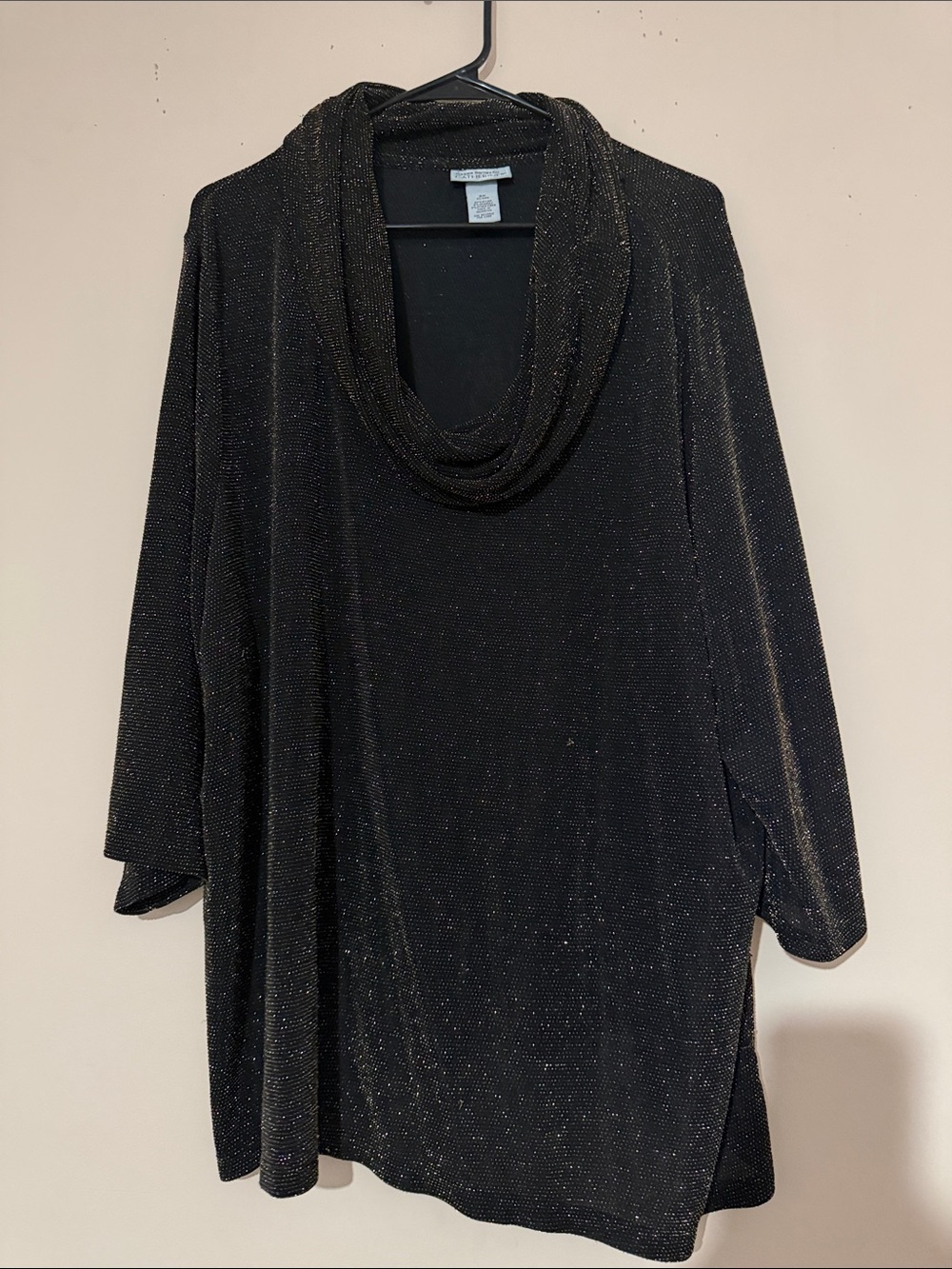 Maggie Barnes Black Metallic Cowl Neck Sweater